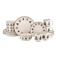 KOMBISERVICE 16-teilig 4 Personen Schwarz, Weiß Nordic Christmas Black  - Schwarz/Weiß, Basics, Keramik - Creatable