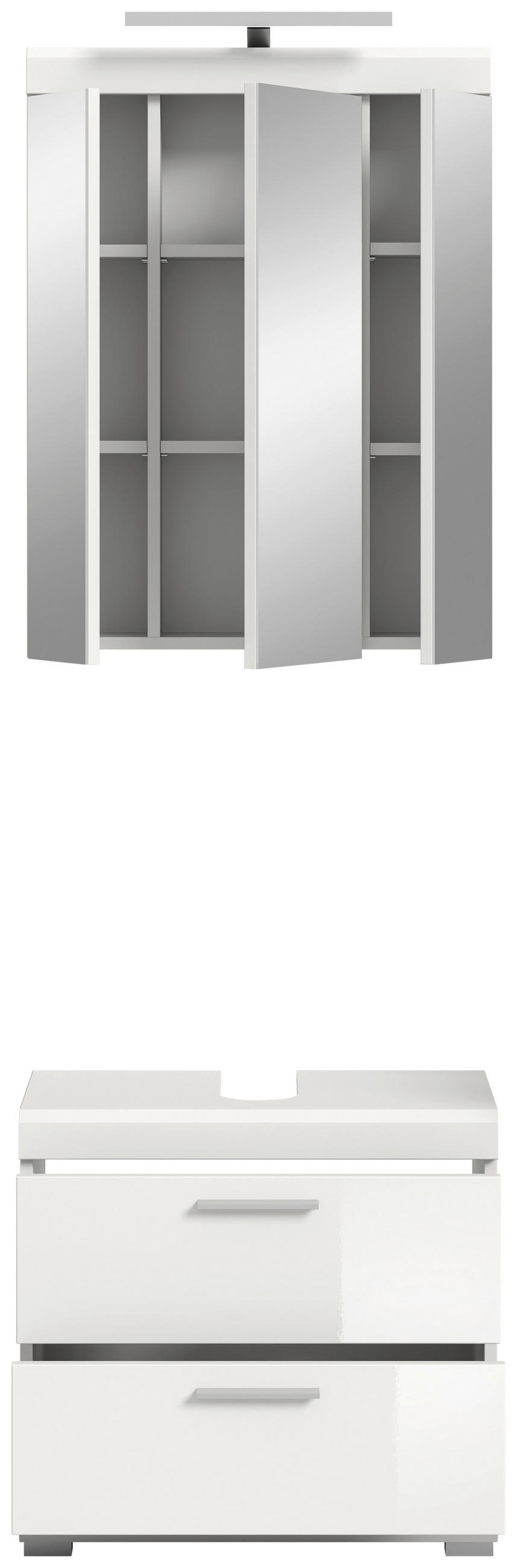 BADEZIMMER 2-teilig  in 60 cm  - Weiss Hochglanz/Weiss, Modern, Glas/Holzwerkstoff (60cm) - MID.YOU