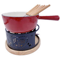 FONDUESET Heidi Cheese Line: Folk Set 2  - Weiss/Rot, Basics, Holz/Metall (46/13/24cm) - Heidi Cheese Line