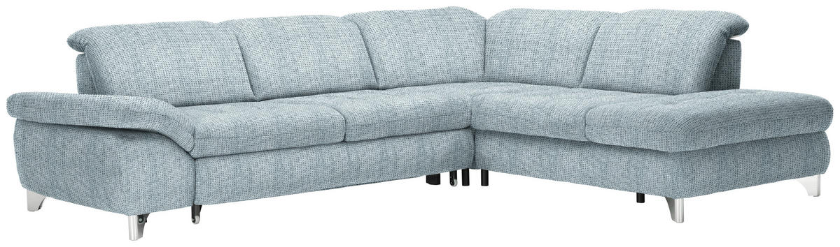 ECKSOFA in Webstoff Türkis  - Türkis/Chromfarben, Design, Textil/Metall (319/260cm) - Beldomo Style