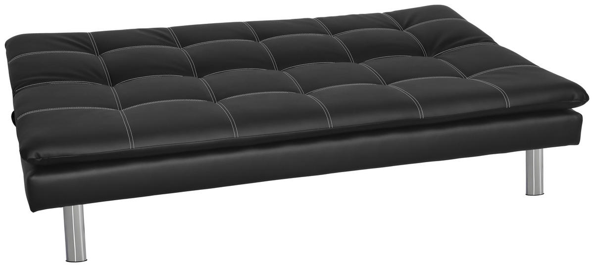 SCHLAFSOFA Lederlook Schwarz  - Silberfarben/Schwarz, Design, Textil/Metall (180/78/93cm) - P & B