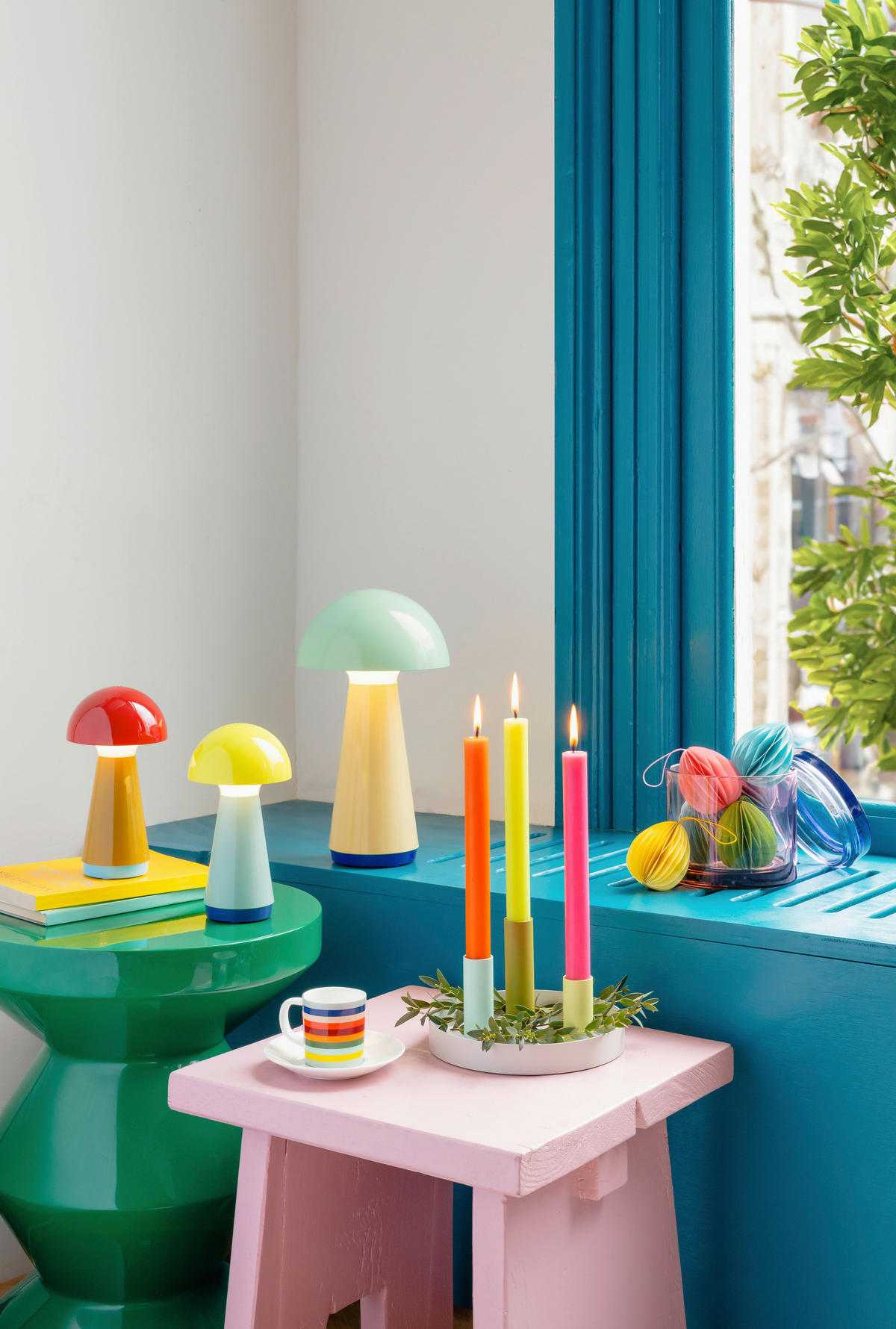 LED-TISCHLEUCHTE REMEMBER 9,50/18 cm  - Hellgelb/Hellblau, Basics, Kunststoff (9,50/18cm) - REMEMBER