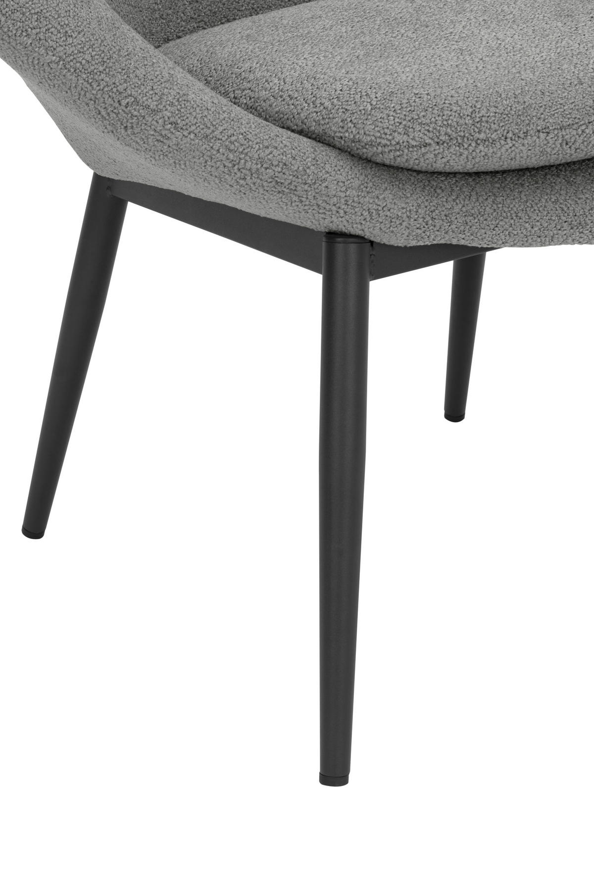 SESSEL in Bouclé Grau  - Schwarz/Grau, Design, Textil/Metall (77/77/64cm) - P & B