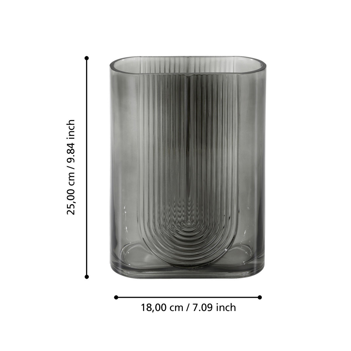 VASE  - Grau, LIFESTYLE, Glas (18/8/25cm)