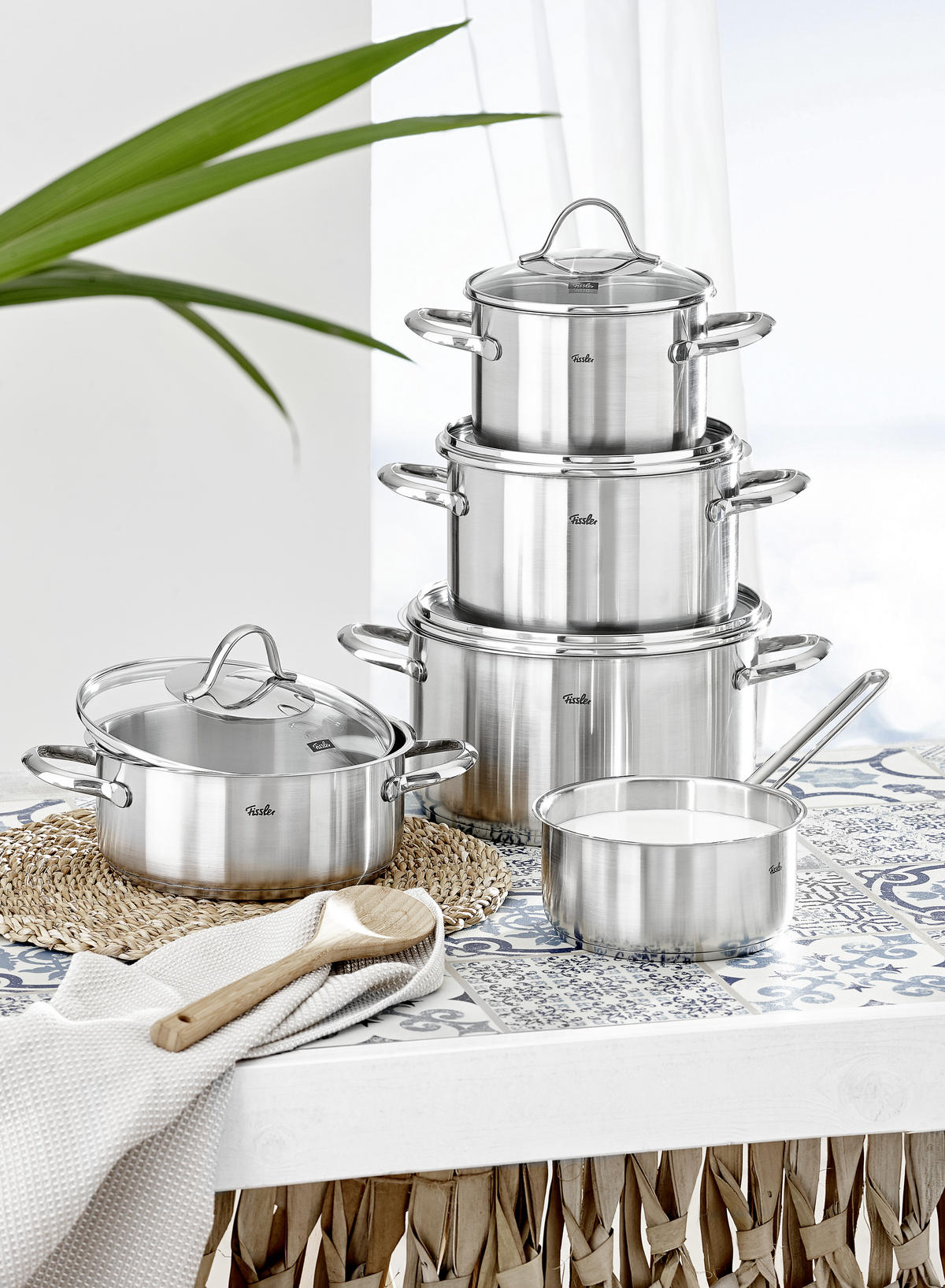 SET POSOD Palermo  - srebrne barve, Basics, kovina/steklo - Fissler