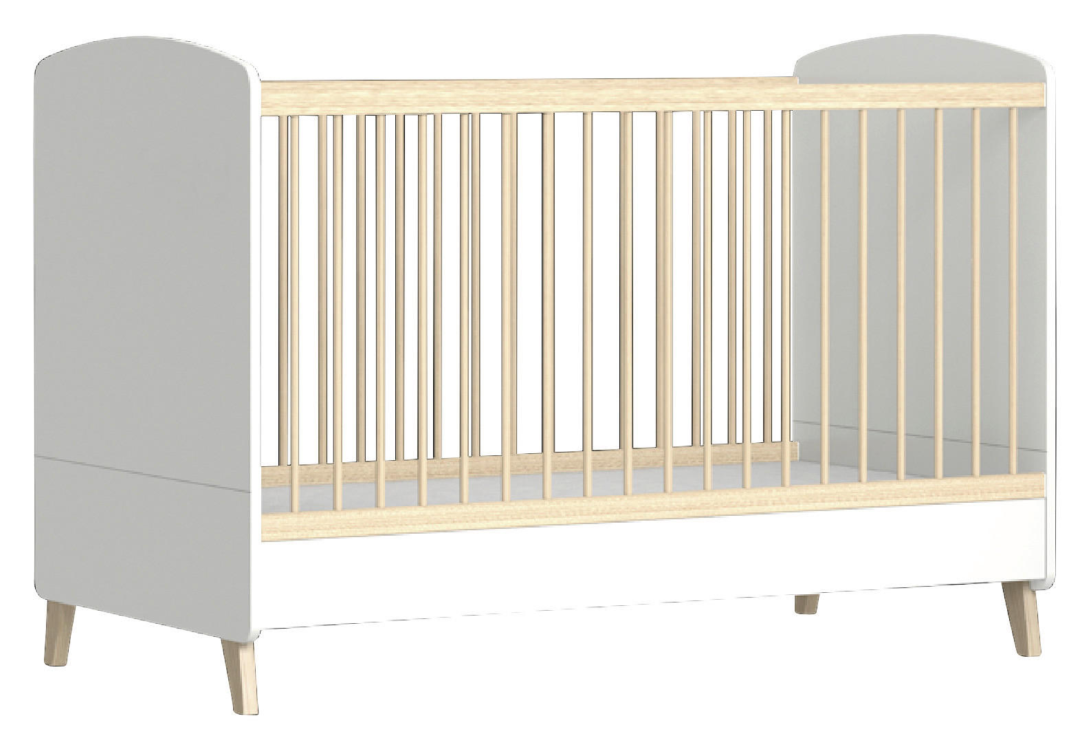 GITTERBETT Colette  144/75/101 cm   - Weiß Hochglanz/Naturfarben, Basics, Holz/Holzwerkstoff (144/75/101cm)