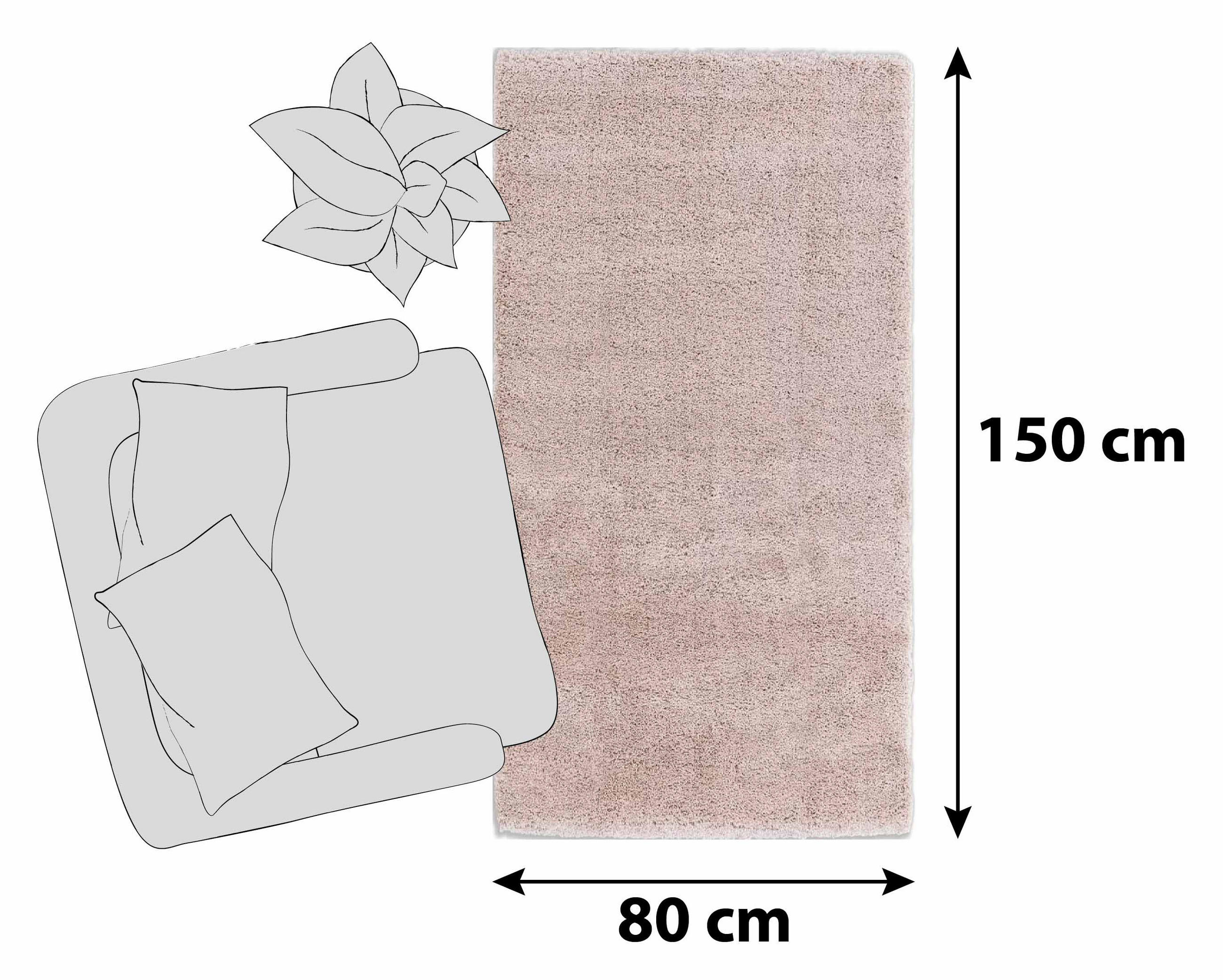 HOCHFLORTEPPICH 80/150 cm Savage Rosa, Altrosa, Hellrosa  - Hellrosa/Altrosa, KONVENTIONELL, Textil (80/150cm) - Schöner Wohnen