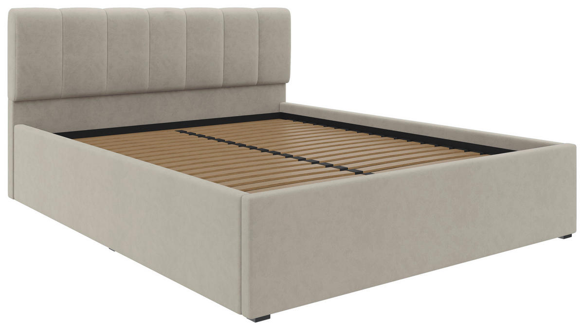 POLSTERBETT Lattenrost, Bettkasten Beige 160/200 cm  - Beige/Schwarz, Design, Holz/Kunststoff (160/200cm) - Stylife