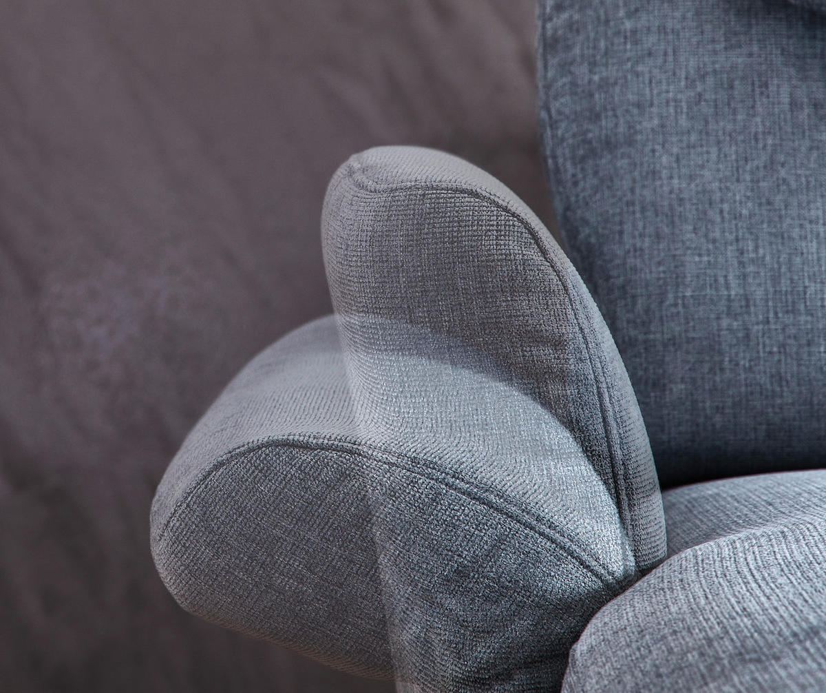 WOHNLANDSCHAFT in Webstoff Blaugrau  - Blaugrau/Schwarz, Konventionell, Textil/Metall (168/305/200cm) - Voleo