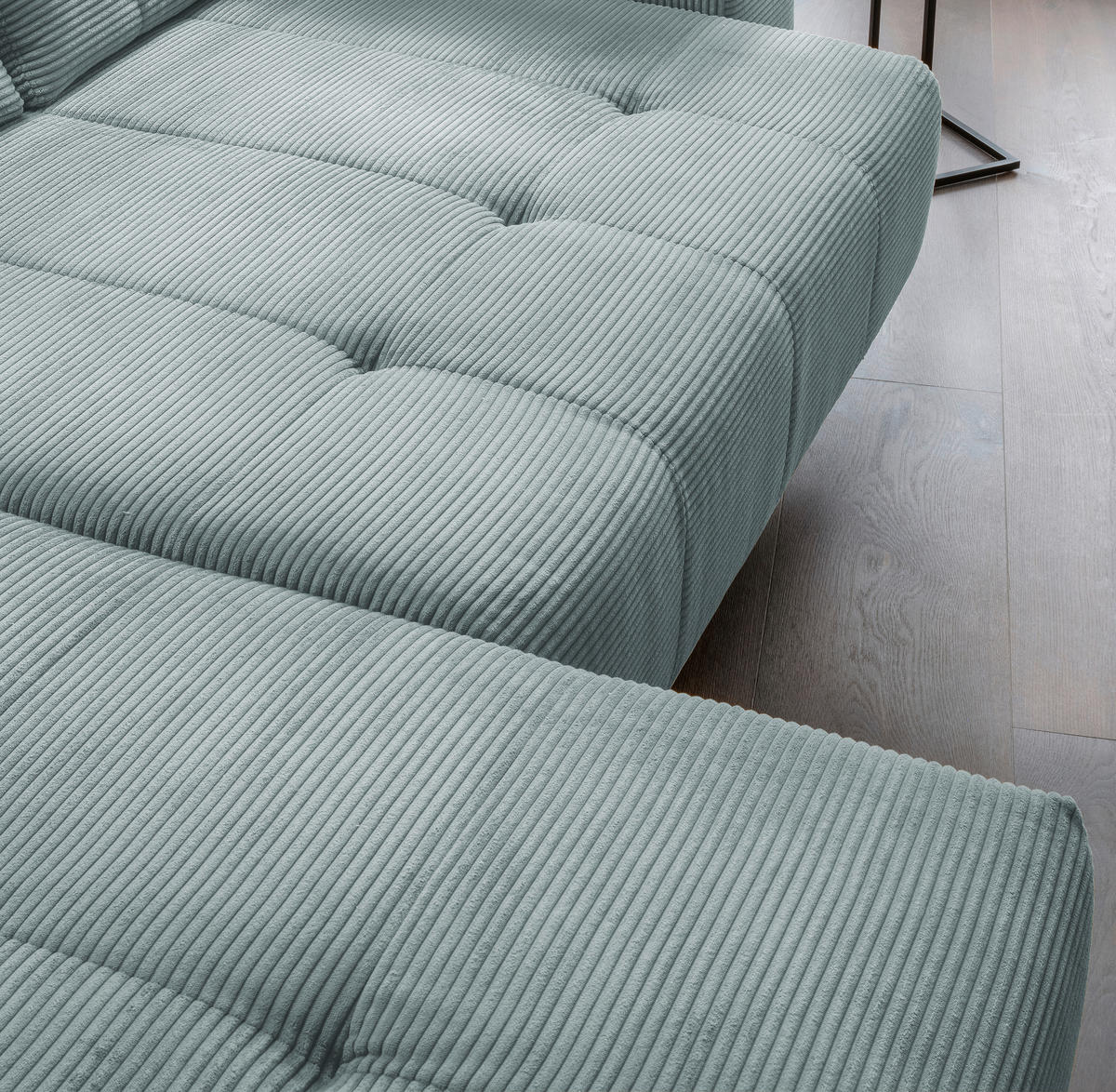 ECKSOFA in Cord Hellblau  - Schwarz/Hellblau, Modern, Textil/Metall (200/272cm) - Livetastic