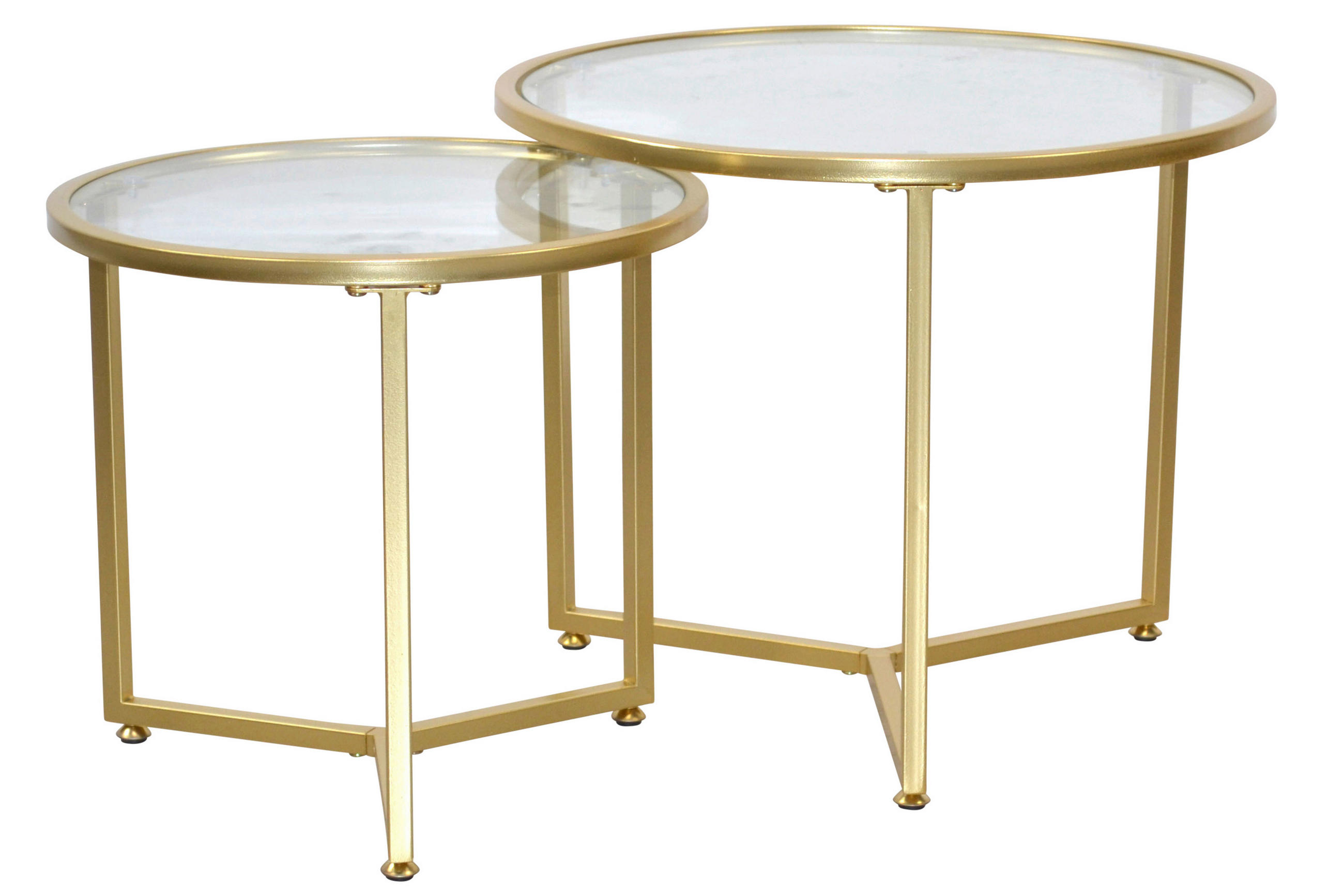 BEISTELLTISCHSET rund Goldfarben  - Goldfarben, Design, Glas/Metall (50/50/41cm) - MID.YOU