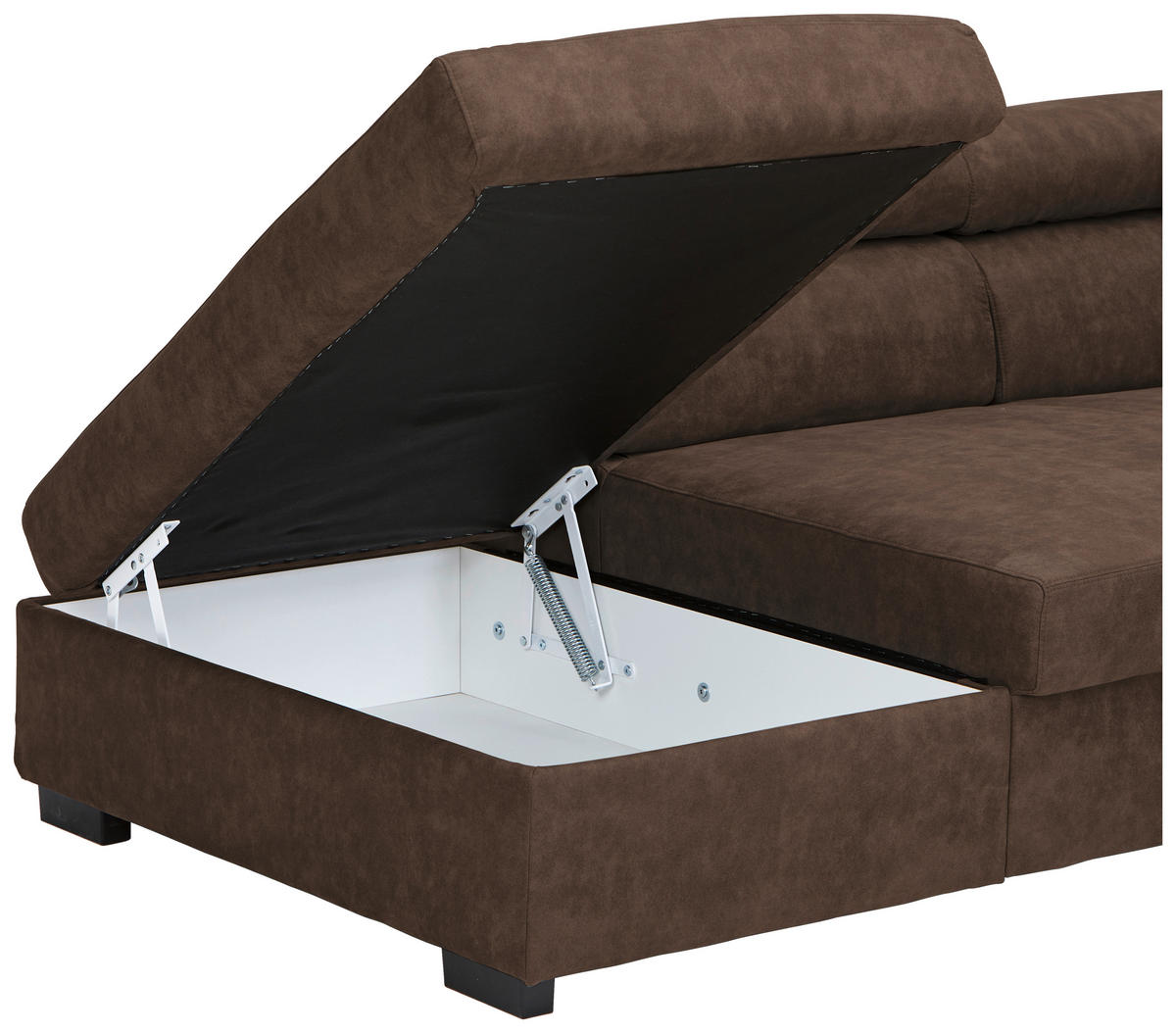 ECKSOFA Dunkelbraun Lederlook  - Dunkelbraun/Schwarz, Design, Kunststoff/Textil (230/263cm) - Hom`in