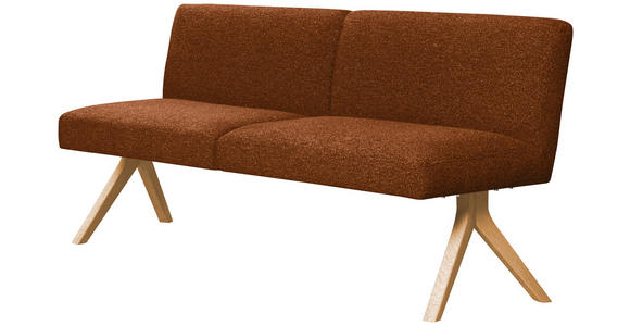 SITZBANK 160/85/69 cm Webstoff Haselnussfarben Eiche vollmassiv  - Eichefarben/Haselnussfarben, KONVENTIONELL, Holz/Textil (160/85/69cm) - Linea Natura