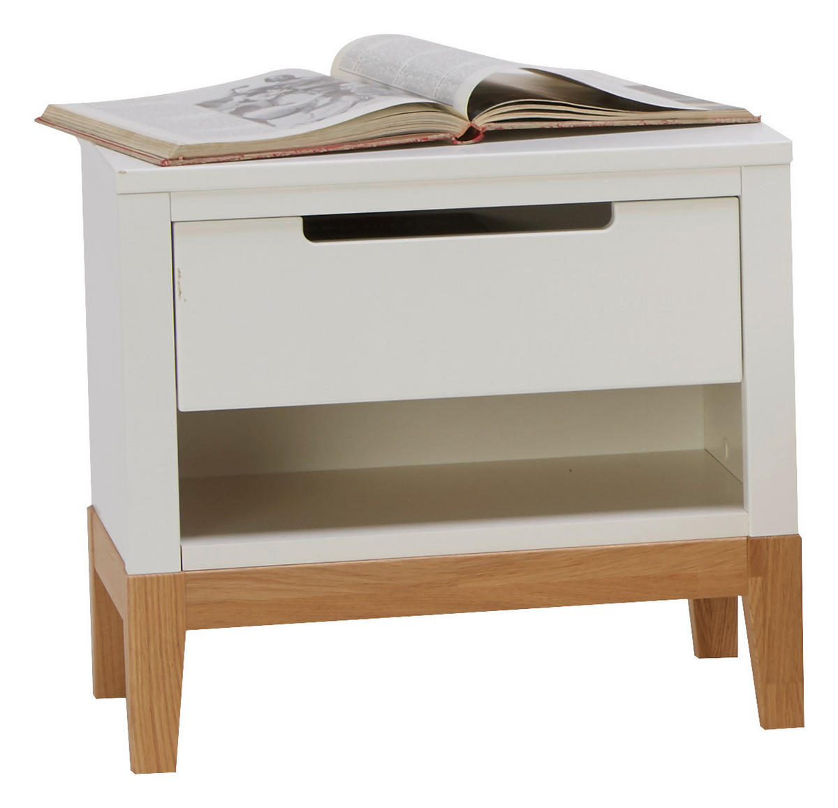 NACHTSCHRANK 50/45/31 cm Eiche massiv  - Eichefarben/Weiß, Holz/Holzwerkstoff (50/45/31cm) - Stylife