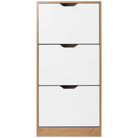 Schuhkipper Luanda - Weiss/Naturfarben, Design, Holzwerkstoff (55/117/23,5cm) - MID.YOU