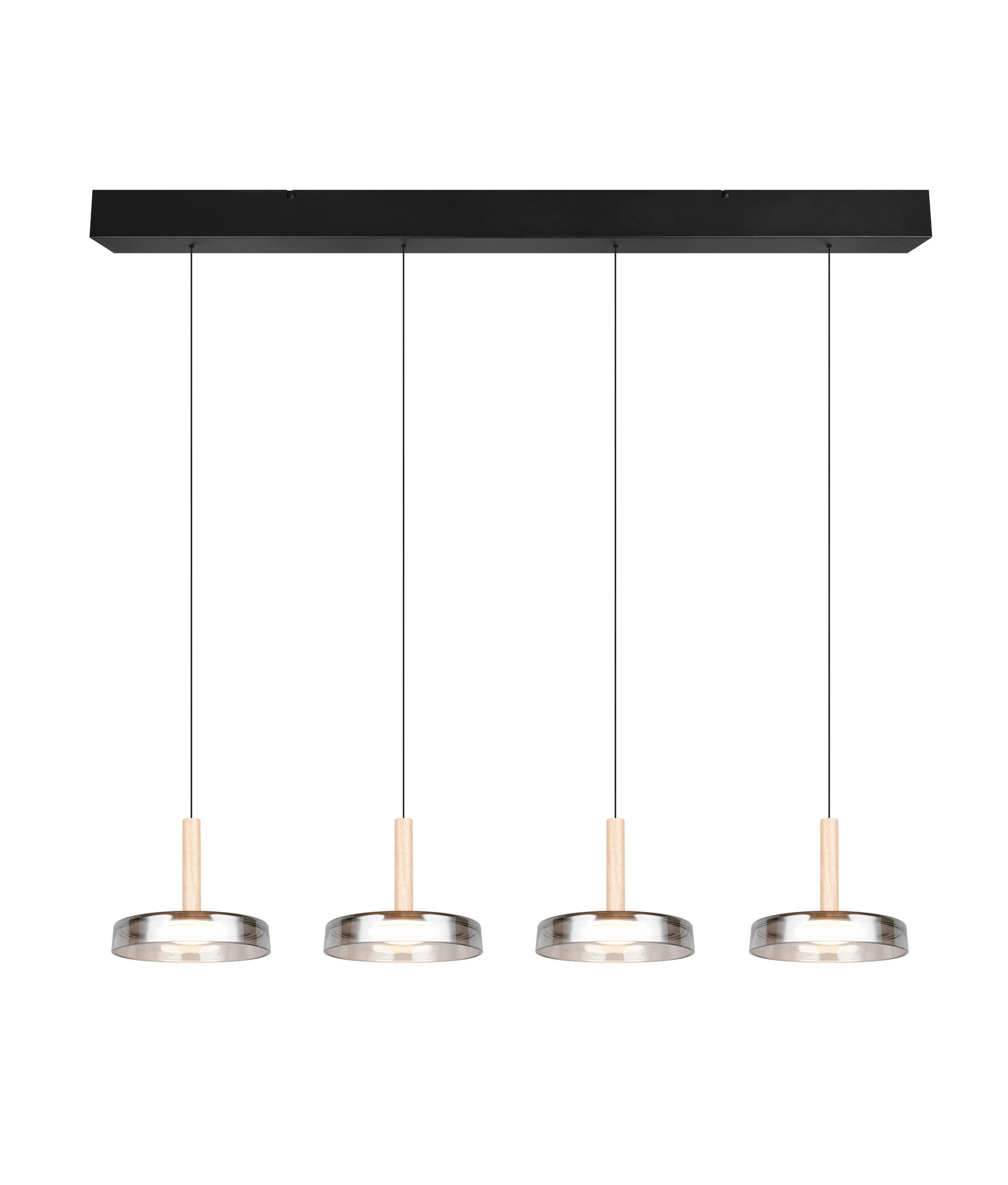 LED-PENDELLEUCHTE 115/22/200 cm    - Chromfarben/Schwarz, Design, Glas/Metall (115/22/200cm) - Trio Leuchten