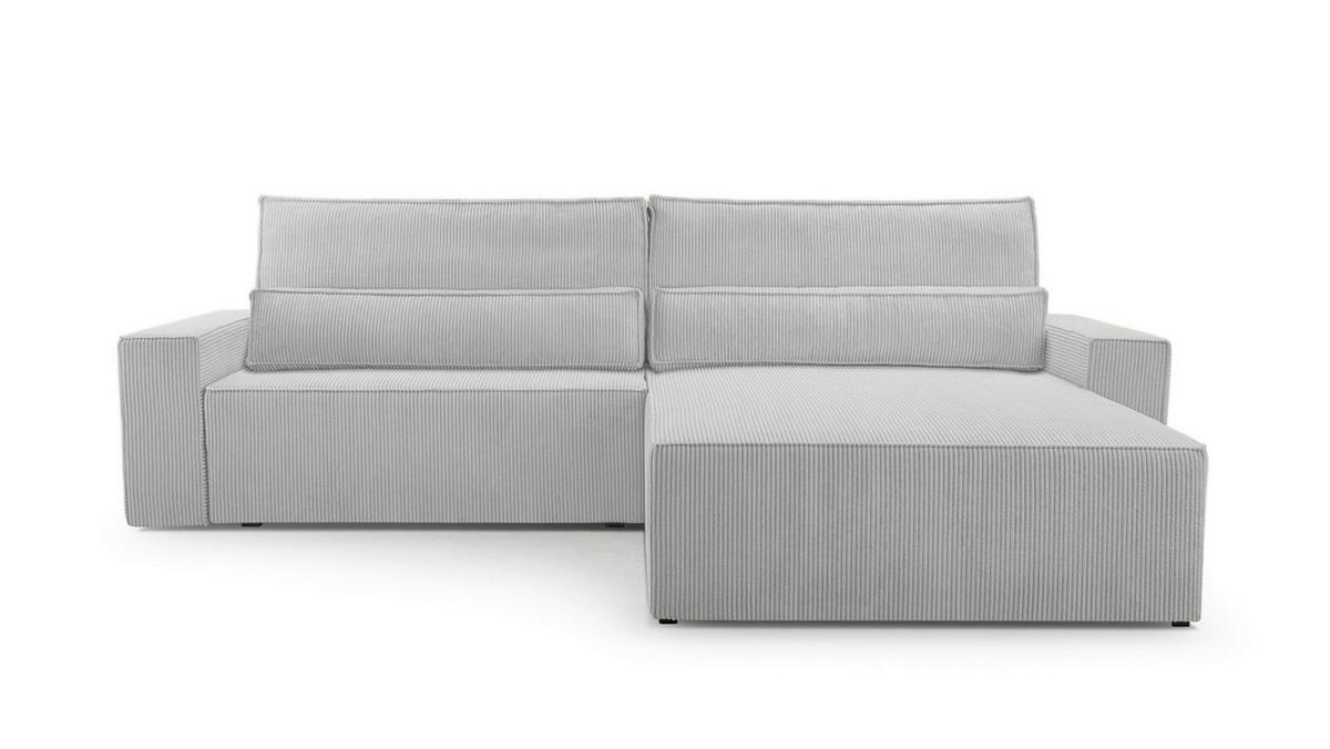 ECKSOFA BRAZIL L Hellgrau Rückenkissen, Schlaffunktion, Rücken echt, Stauraum  - Hellgrau/Schwarz, Design, Kunststoff/Textil (290/200cm) - MID.YOU