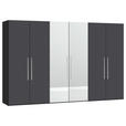 DREHTÜRENSCHRANK  in Anthrazit, Schwarz  - Edelstahlfarben/Anthrazit, Design, Glas/Holzwerkstoff (303/215/59cm) - Carryhome