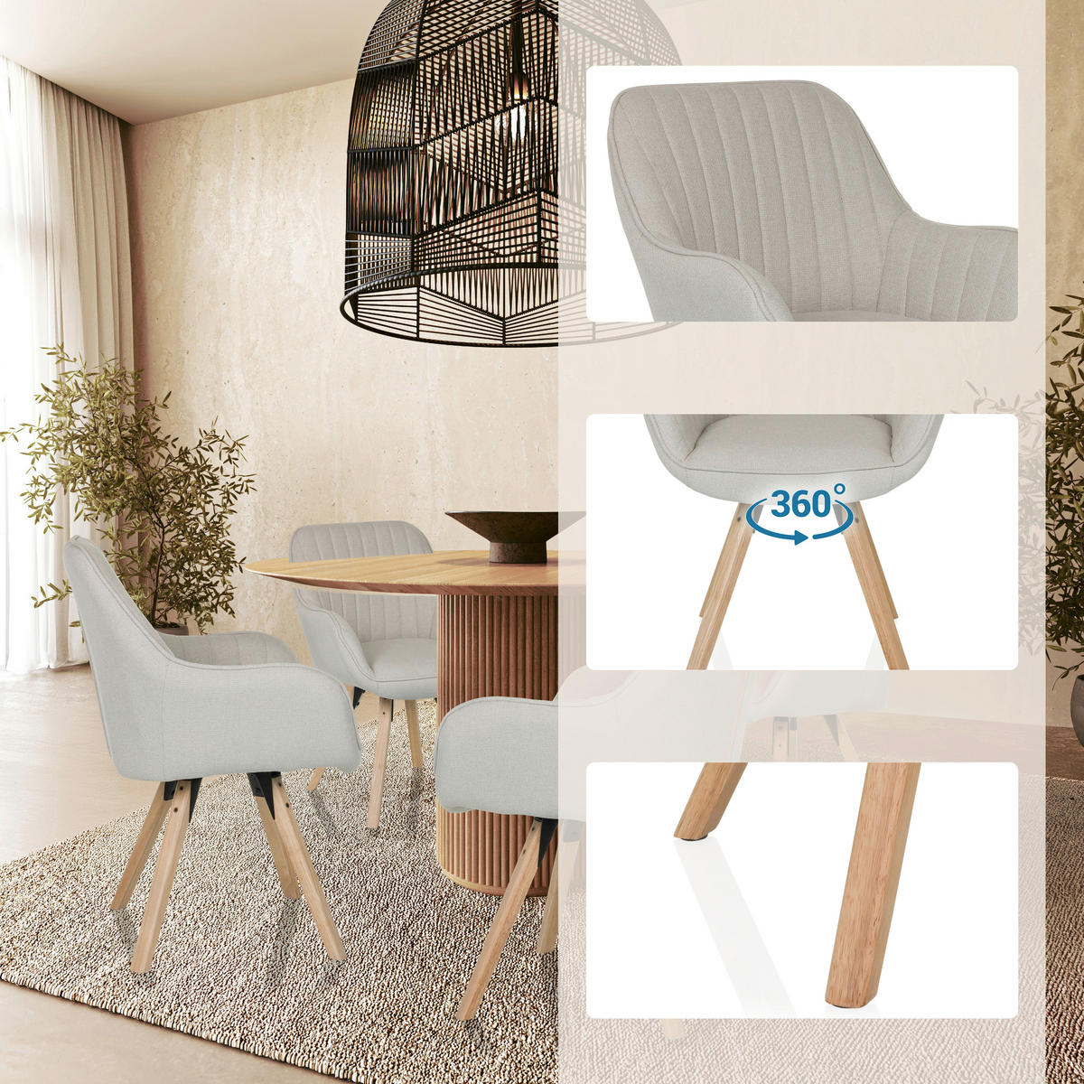 ARMLEHNSTUHL   Flachgewebe  Creme  - Buchefarben/Creme, MODERN, Holz/Textil (56/84/62cm) - MID.YOU