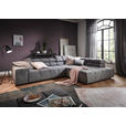 ECKSOFA Grau Velours  - Schwarz/Grau, Design, Kunststoff/Textil (317/213cm) - Hom`in