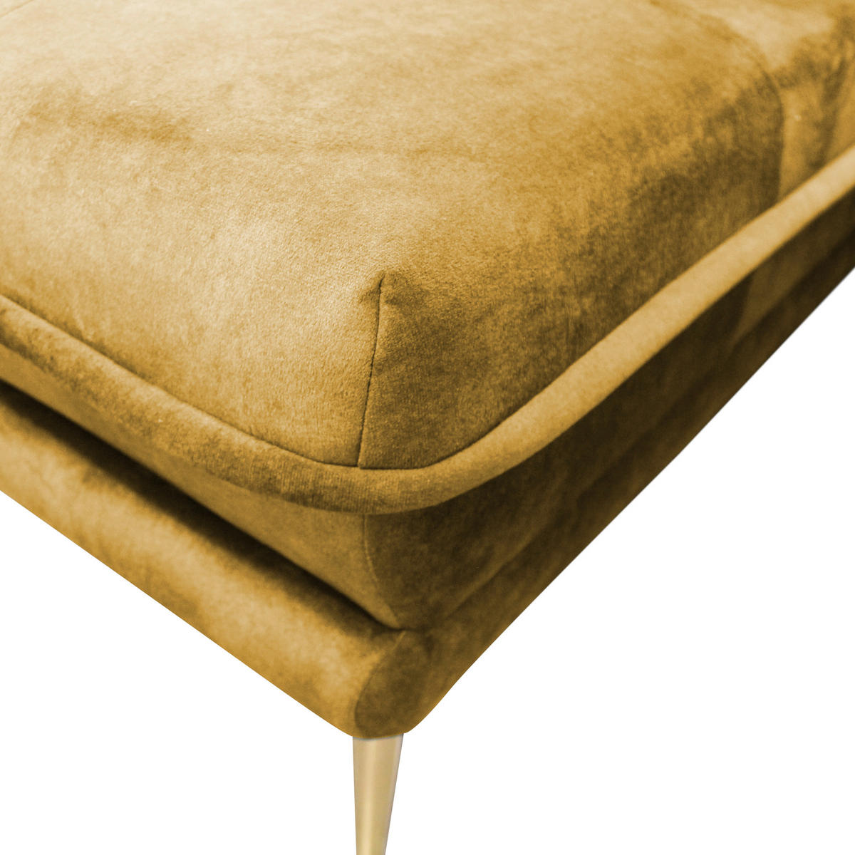 ECKSOFA in Velours Senfgelb  196/264 cm  - Goldfarben/Senfgelb, Design, Textil/Metall (196/264cm) - MID.YOU