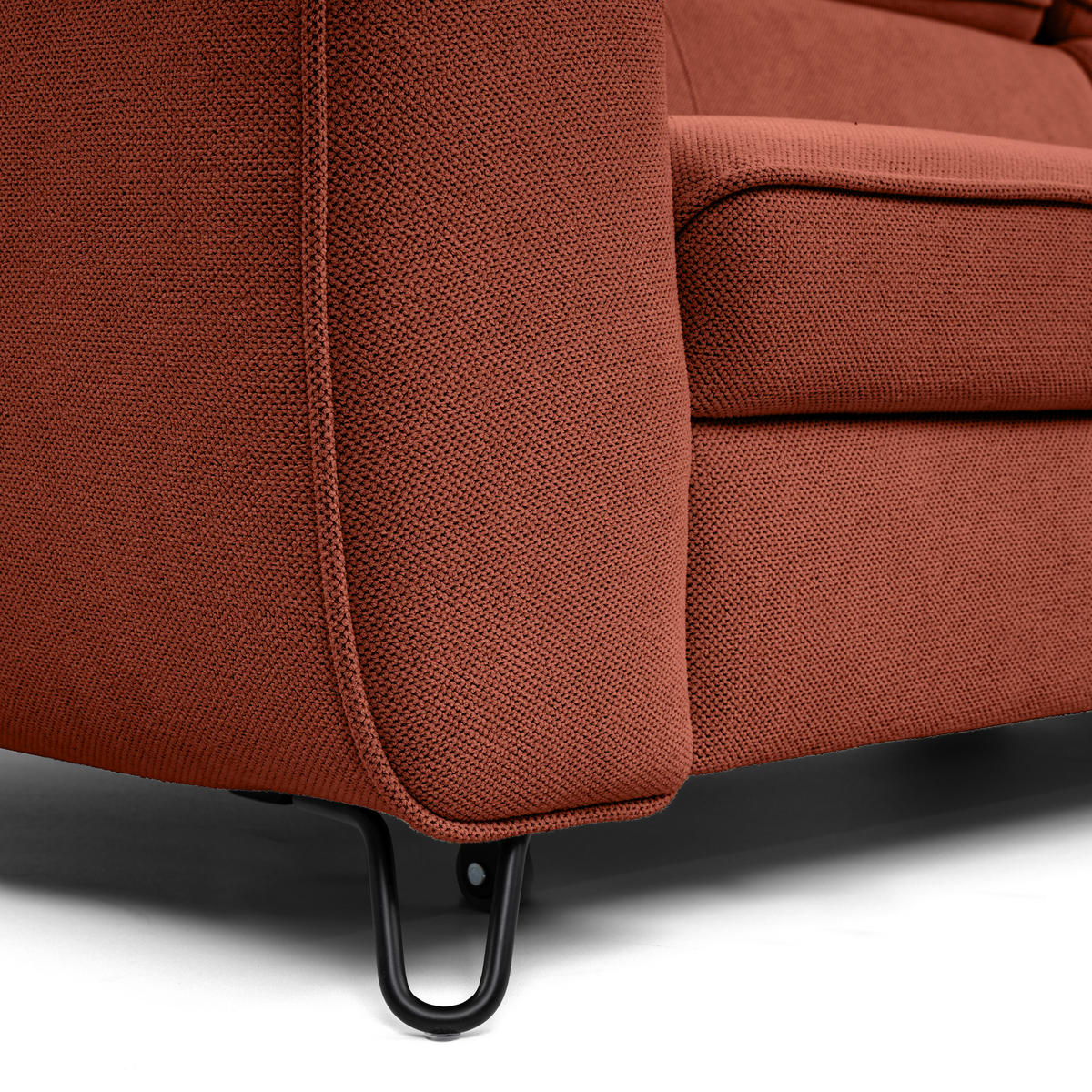 ECKSOFA in Flachgewebe Rostfarben  - Rostfarben/Schwarz, Design, Textil/Metall (250/200cm) - Stylife