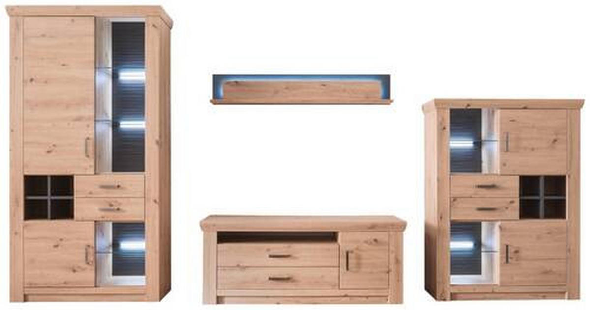 HYLLKOMBINATION  i antracit, ekfärgad  371/211/55 cm  - nickelfärgad/antracit, Design, metall/trämaterial (371/211/55cm) - Livetastic