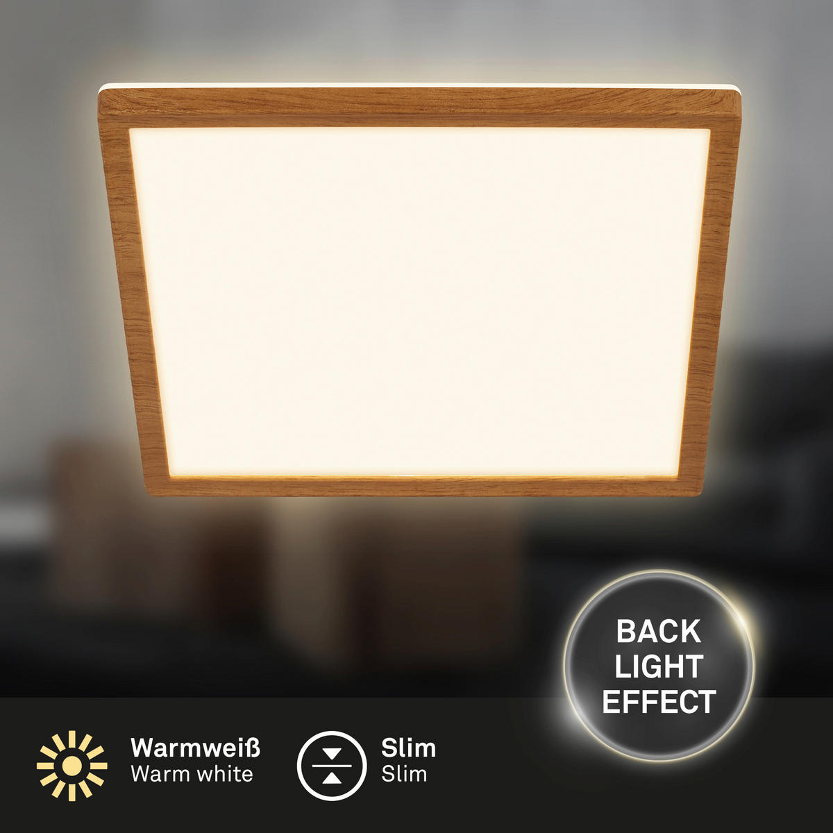 LED-PANEEL Tava Wood 29/29/3 cm   - Hellbraun, Basics, Kunststoff (29/29/3cm)