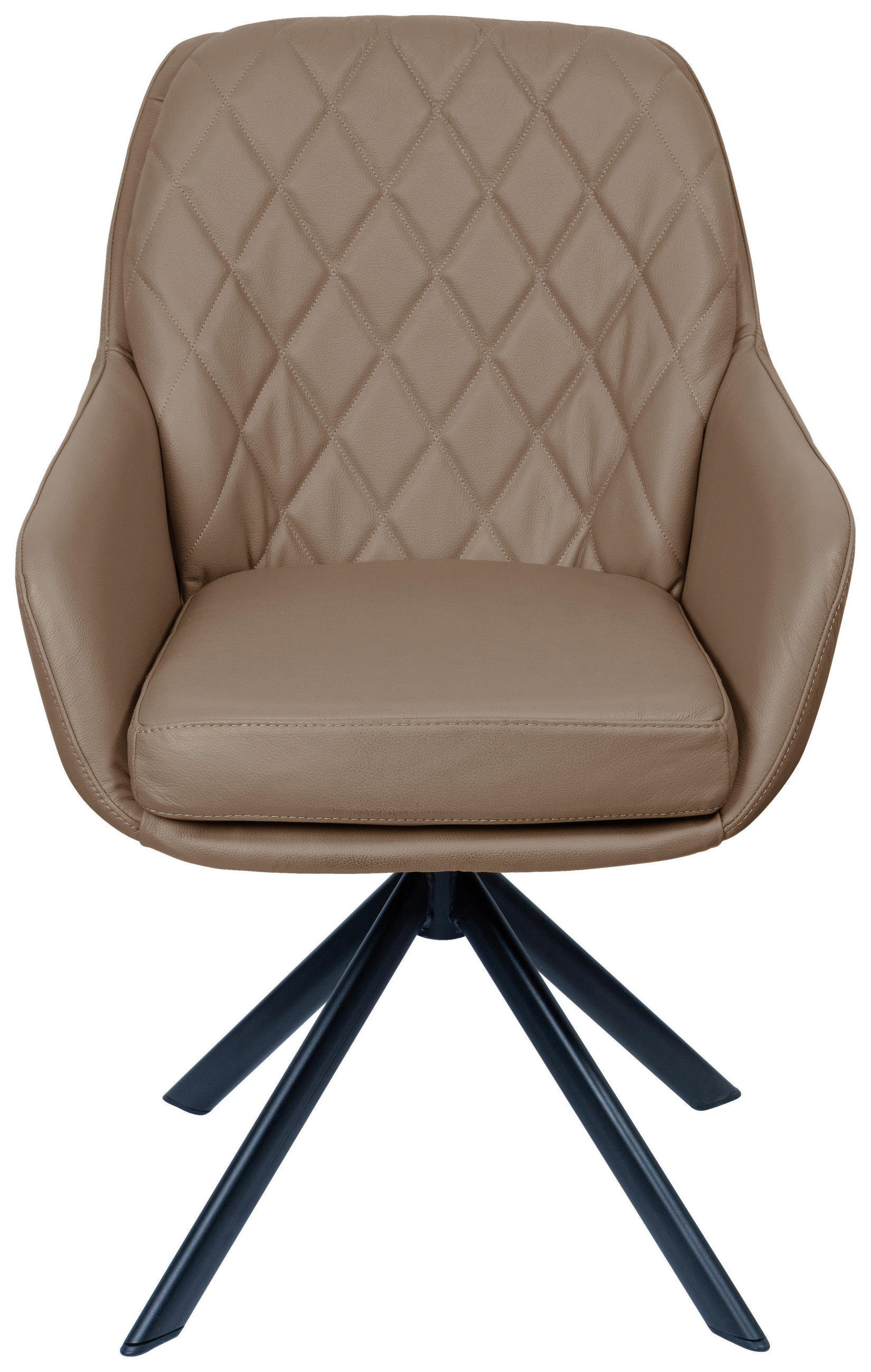 ARMLEHNSTUHL  in Echtleder naturbelassen  - Taupe/Schwarz, Design, Leder/Metall (59,5/88,5/67cm) - Moderano