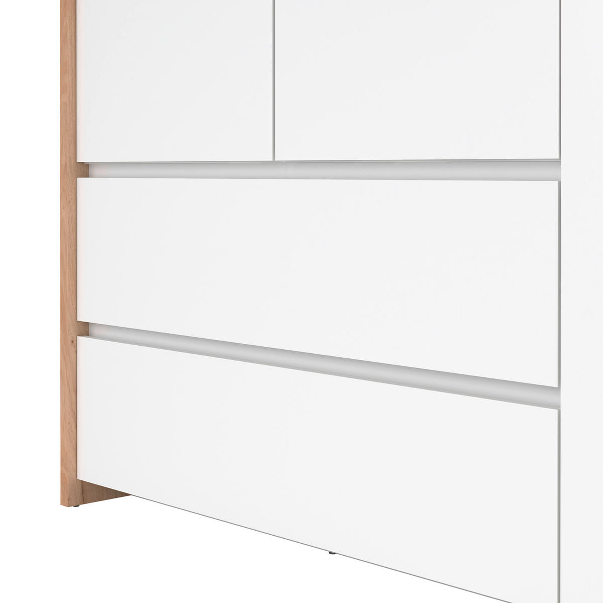 DREHTÜRENSCHRANK 149/202/58 cm 3-türig Eichefarben, Weiß  - Eichefarben/Silberfarben, KONVENTIONELL, Holzwerkstoff/Metall (149/202/58cm) - Boxxx