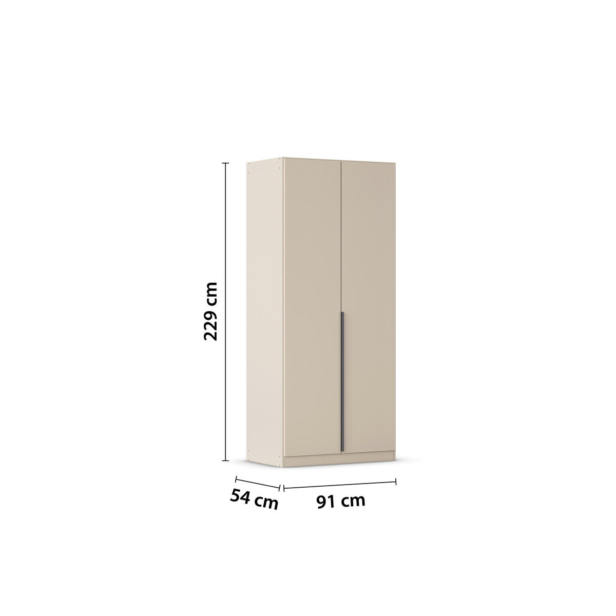 DREHTÜRENSCHRANK in Champagner  - Champagner/Grau, Modern, Holzwerkstoff/Metall (91/229/54cm) - Rauch Möbel
