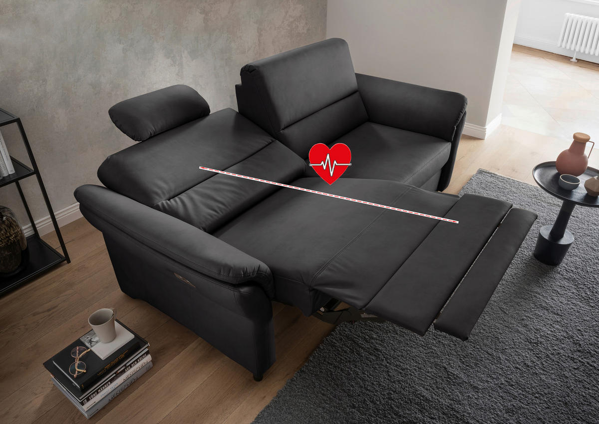 3-SITZER-SOFA in Lederlook Schwarz  - Schwarz, Modern, Holz/Textil (192/90/89cm) - Livetastic