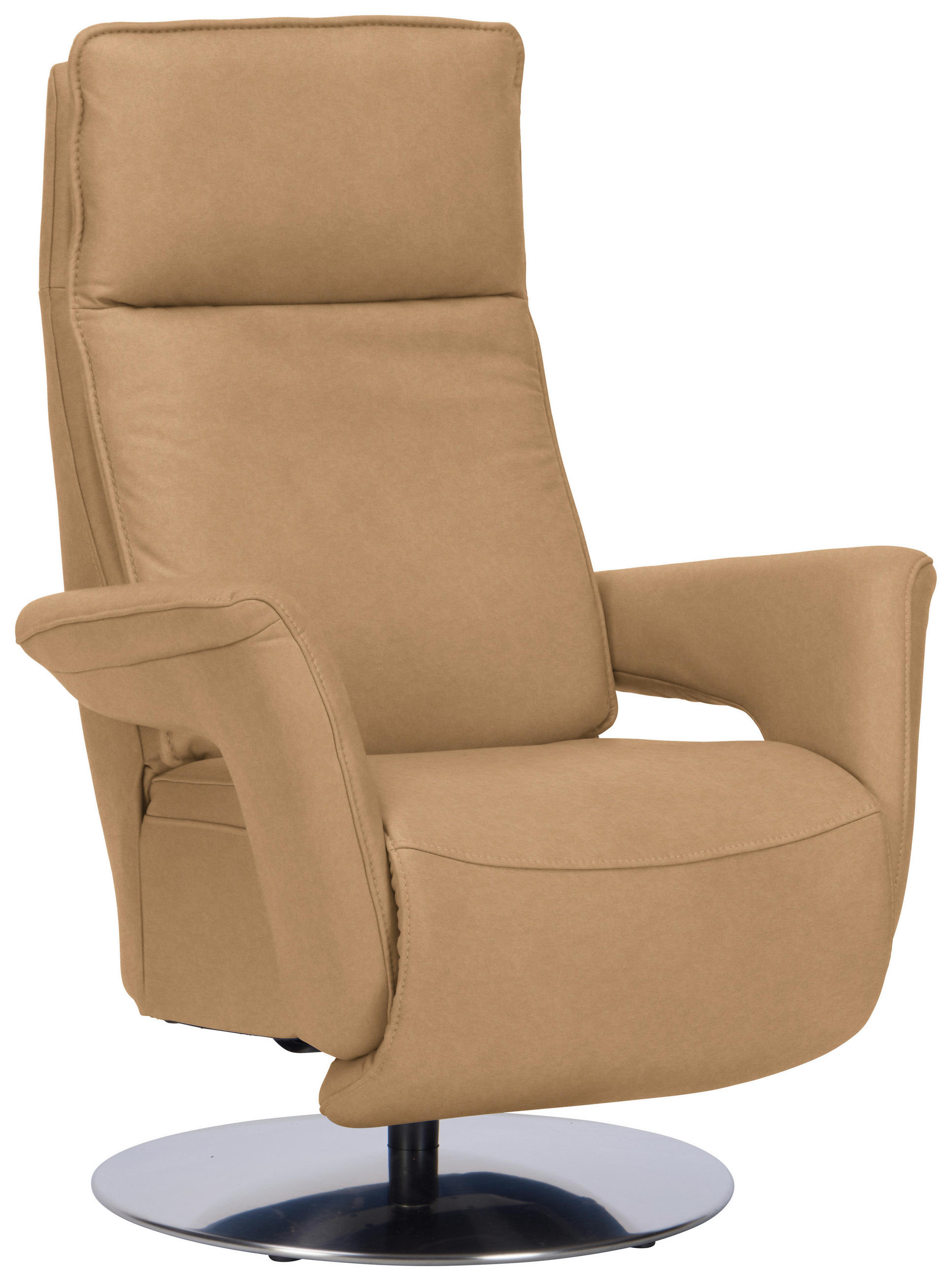 RELAXSESSEL in Leder Honig  - Edelstahlfarben/Honig, Design, Leder/Metall (83/112/87-174cm) - Valdera