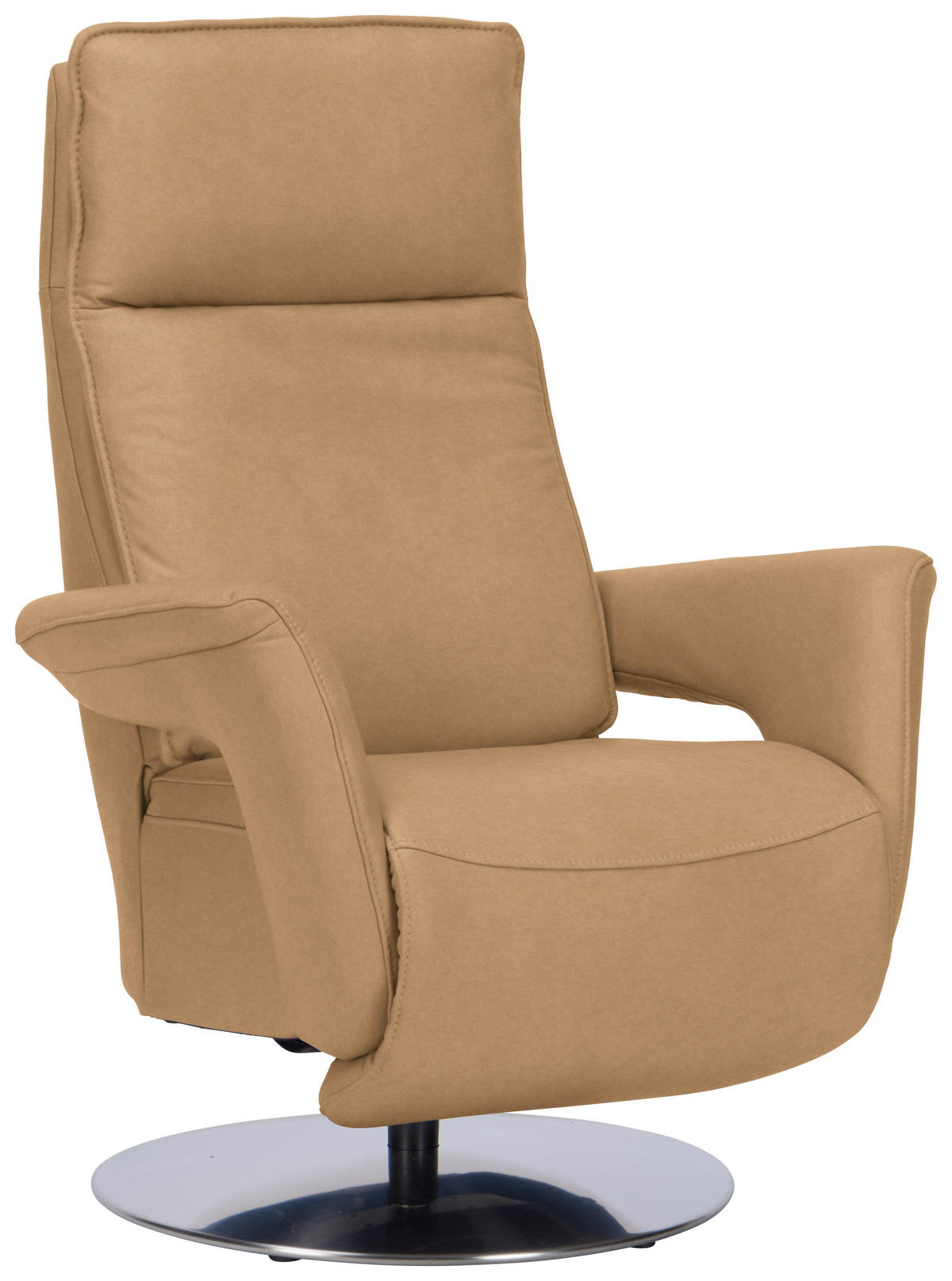 RELAXSESSEL in Leder Honig  - Edelstahlfarben/Honig, Design, Leder/Metall (83/112/87-174cm) - Valdera