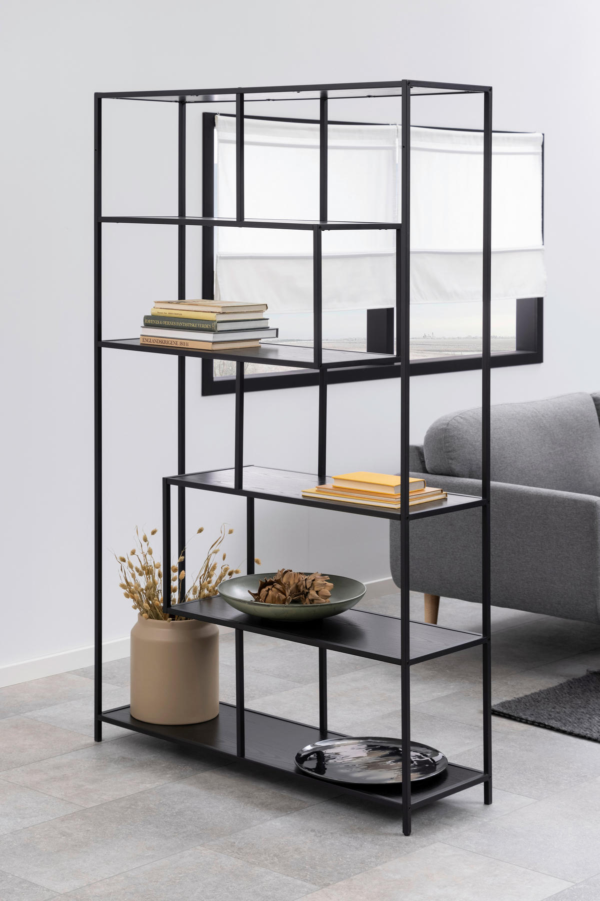 HYLLA i 114/185/35 cm svart  - svart, Trend, metall/trämaterial (114/185/35cm) - Best Price