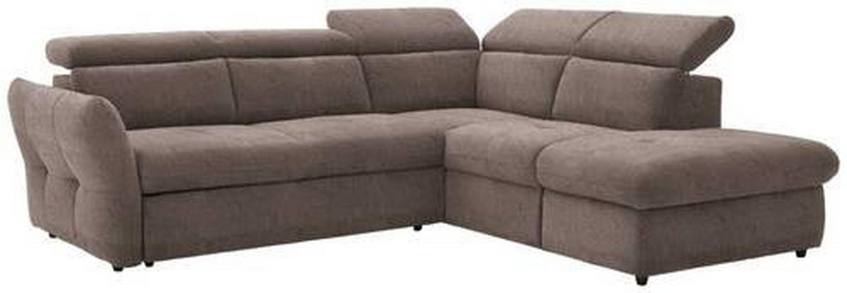 ECKSOFA in Webstoff Taupe  254/224 cm  - Taupe/Schwarz, Design, Kunststoff/Textil (254/224cm) - Stylife