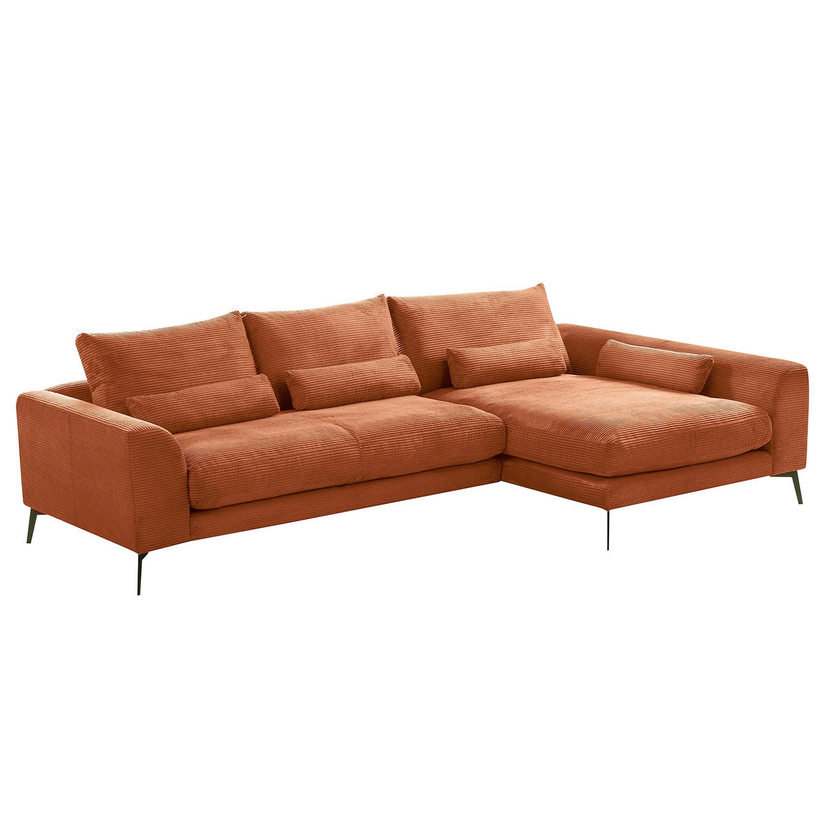 ECKSOFA Kupferfarben Cord Nierenkissen, Rückenkissen  - Schwarz/Kupferfarben, Design, Textil/Metall (313/172cm) - P & B