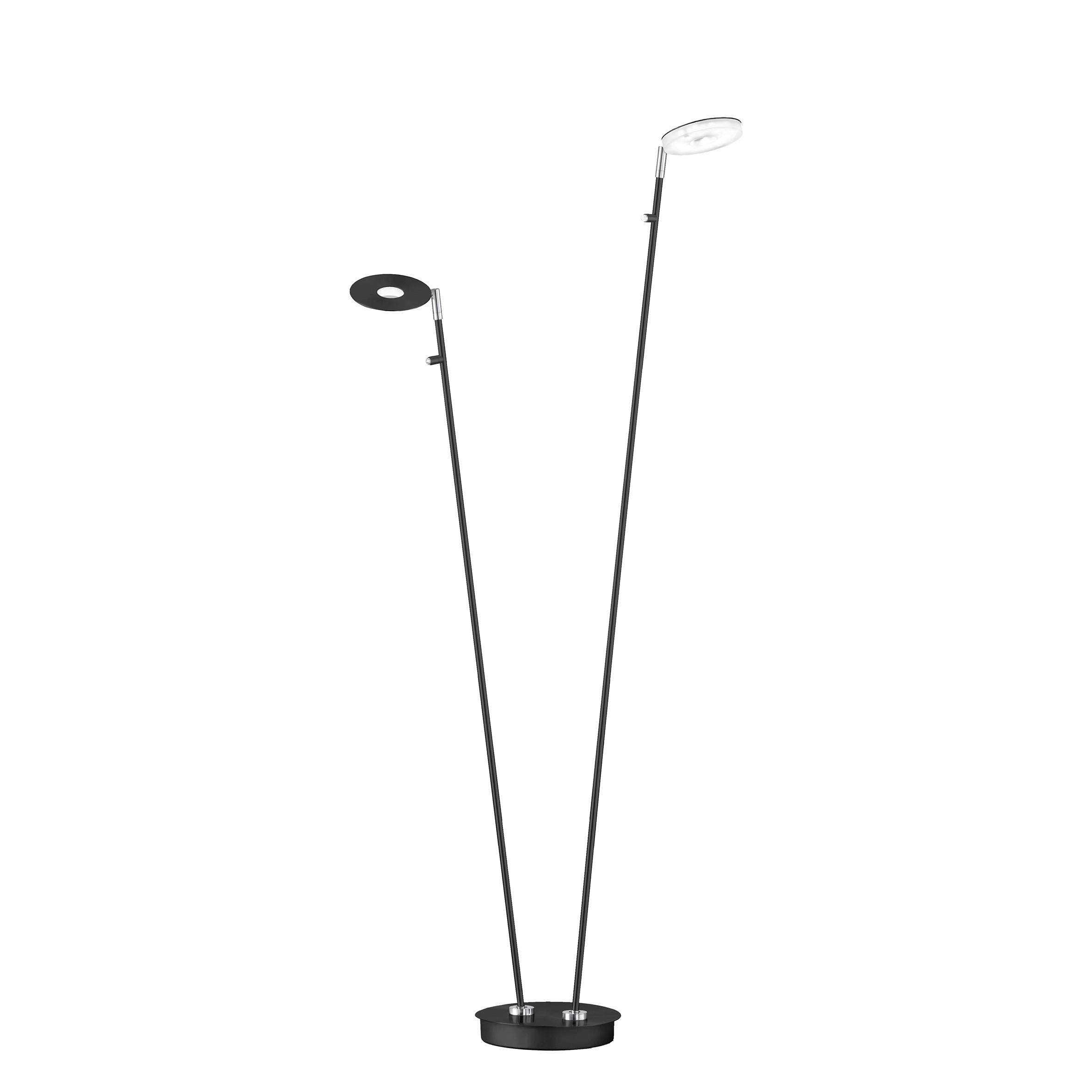 STOJACÍ LED SVÍTIDLO, 22/135 cm  - černá, Design, kov/sklo (22/135cm) - Fischer & Honsel