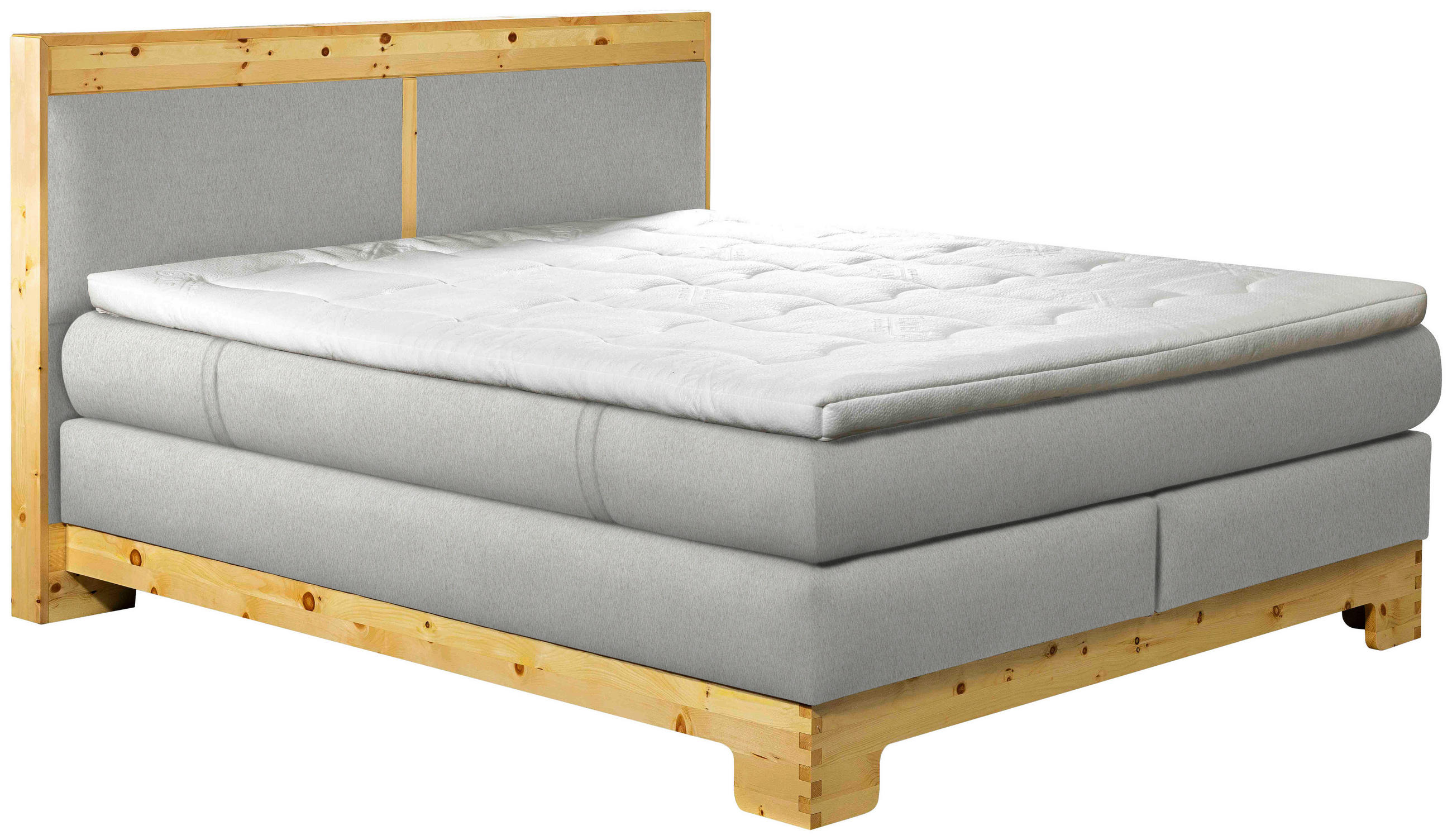 BOXSPRINGBETT 180/200 cm  in Silberfarben  - Silberfarben, Natur, Holz/Textil (180/200cm) - Linea Natura