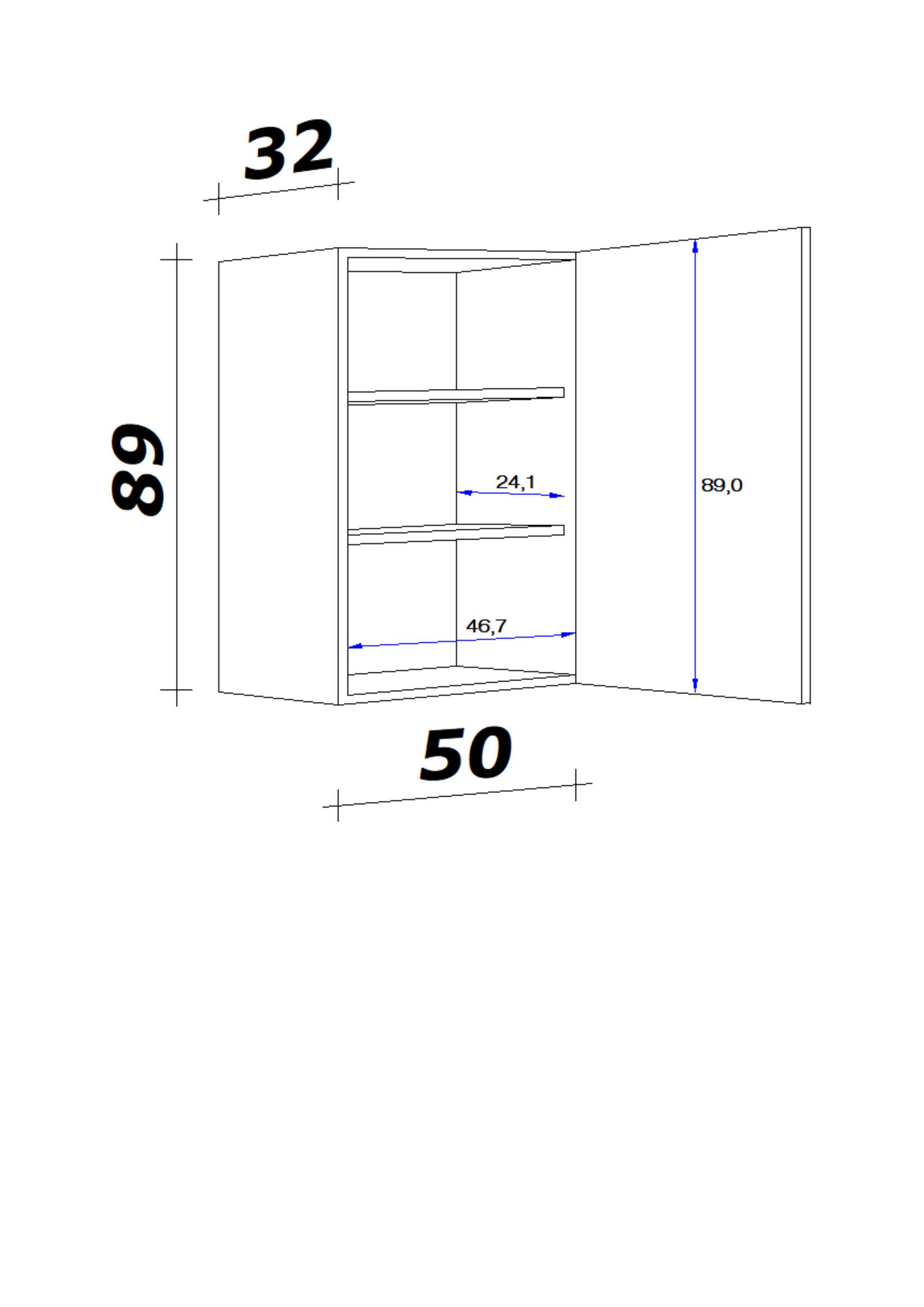 FlexWell Graubraun nur in jetzt cm Weiß, online KÜCHENOBERSCHRANK ➤ 50/54,8/32