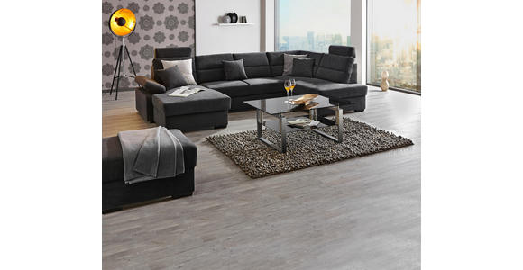 WOHNLANDSCHAFT inkl.Funktionen Hellgrau Webstoff - Dunkelbraun/Hellgrau, Design, Kunststoff/Textil (166/258cm) - Cantus
