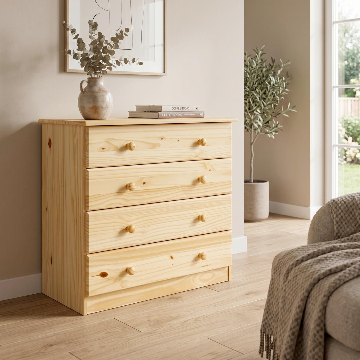 KOMMODE , 79/75/40 cm, 4 Schublade(n)  - Naturfarben, Design, Holz (79/75/40cm) - Livetastic