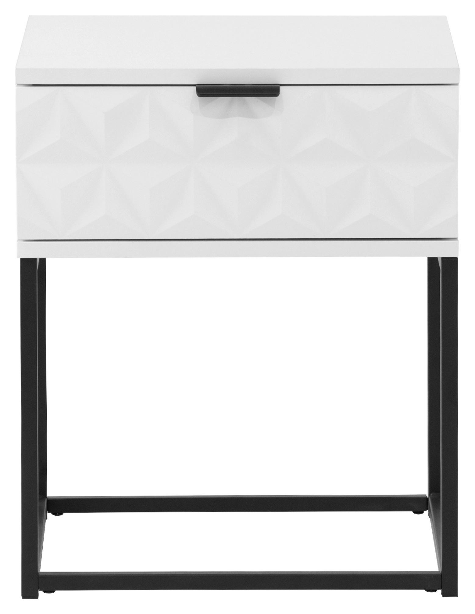 NACHTSCHRANK 42,5/52/38,5 cm  - Schwarz/Weiß, KONVENTIONELL, Holzwerkstoff/Metall (42,5/52/38,5cm) - Boxxx