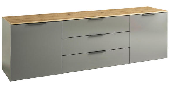 LOWBOARD Galaverna in 200/61/44,4 cm - Grau Hochglanz/Anthrazit, Design, Holzwerkstoff (200/61/44,4cm) - Carryhome
