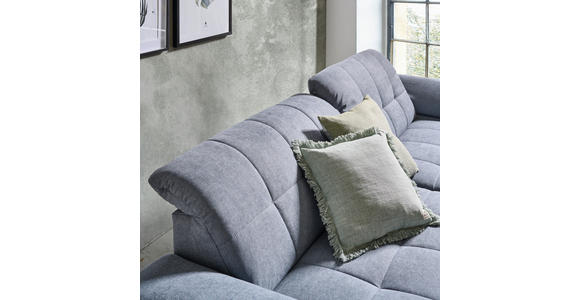 ECKSOFA  in Webstoff Blaugrau Rücken echt, Kopfteilverstellung  265/180 cm  - Blaugrau/Schwarz, Design, Textil/Metall (265/180cm) - Carryhome