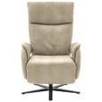 RELAXSESSEL in Leder Ecru  - Ecru/Schwarz, Design, Leder/Metall (70/117/85cm) - Dieter Knoll