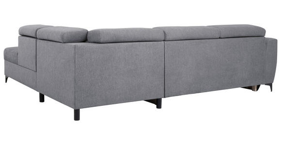 ECKSOFA Dunkelgrau Velours  inkl. Bettkasten, Schlaffunktion, Rücken echt, Kopfteilverstellung, Liegefläche im Originalstoff  - Dunkelgrau/Schwarz, KONVENTIONELL, Textil/Metall (255/217cm) - Carryhome