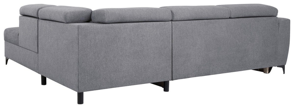 ECKSOFA in Velours Dunkelgrau  - Dunkelgrau/Schwarz, Konventionell, Textil/Metall (255/217cm) - MID.YOU