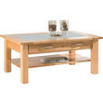 COUCHTISCH Kernbuche vollmassiv Milchglas 110/70/45 cm rechteckig Buchefarben  - Buchefarben, Design, Glas/Holz (110/70/45cm) - Linea Natura