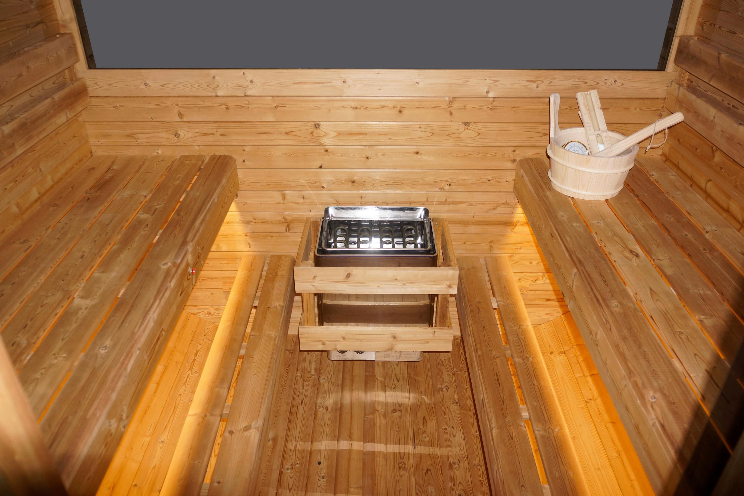 SAUNA für 6 Personen Hanko  - Fichtefarben, KONVENTIONELL, Holz (210/180/210cm) - Sanotechnik